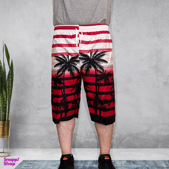 شلوارک مردانه طرح هاوایی کد 11 رنگ قرمز