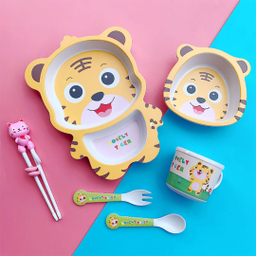 ظرف غذای کودک بامبو طرح ببر مجموعه ۴ عددی