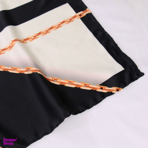 روسری زنانه آنالیا مدل ابریشم دست دوز طرح زنجیری کلاسیک کد ana-2821