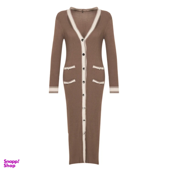 پیراهن یقه هفت زنانه مدل GD-o-20241521 رنگ قهوه ای