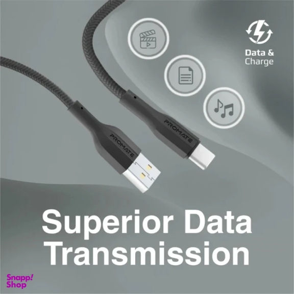 کابل تبدیل USB به Type-C پرومیت مدل ECOLINE-CC120.BLK طول 1 متر