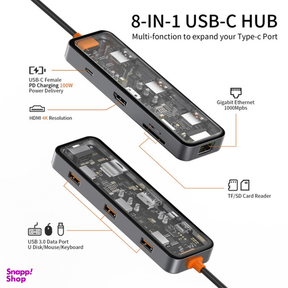 هاب 8 پورت Type-C ویوو مدل Cyber CB008