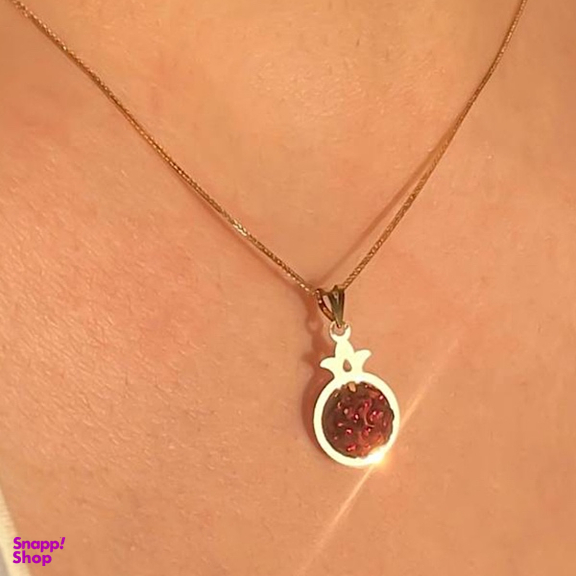 پلاک گردنبند طلا 18 عیار زنانه مدل انار کد 00333 طرح انار