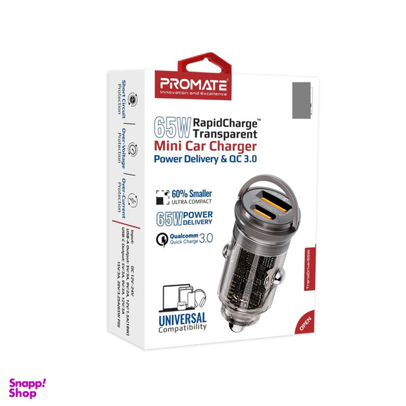 شارژر فندکی 65 وات پرومیت مدل TRANSDRIVE-65W