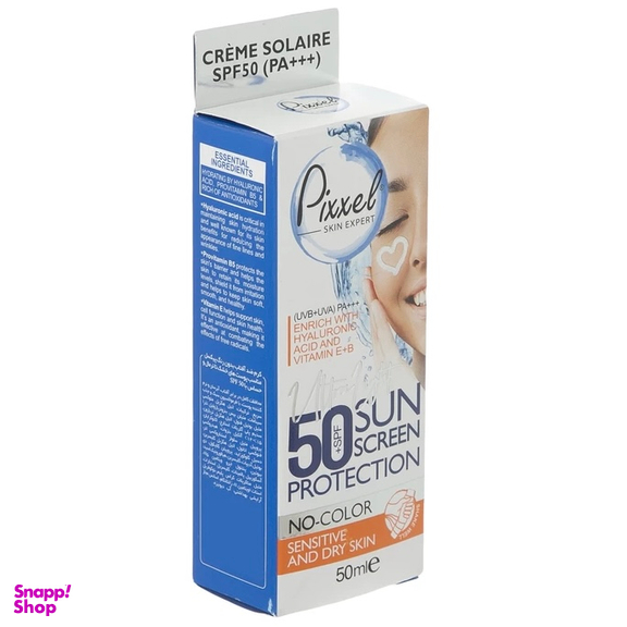کرم ضد آفتاب بی رنگ پیکسل مدل SENSITIVE AND DRY SKIN حجم 50 میلی لیتر