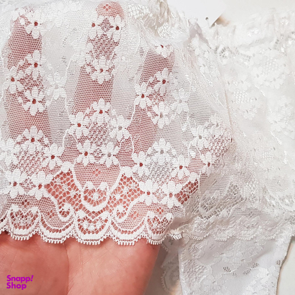 ست شورت و سوتین زنانه شاندرمن مدل فنردار گیپور گلدار کد 5080-2464-03 رنگ سفید