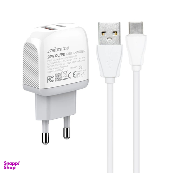 شارژر دیواری 20 وات سیبراتون مدل SW2220C PD به همراه کابل USB-C