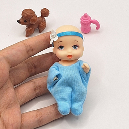 عروسک ناب سل مدل دختر بچه گل به سر ارتفاع 8 سانتی متر مجموعه 3 عددی