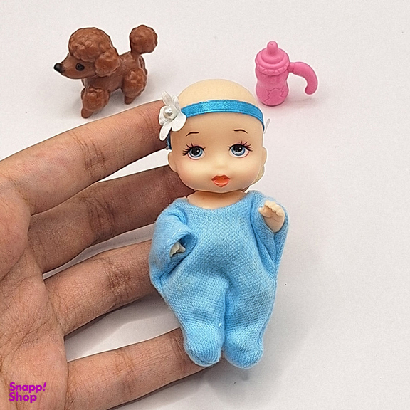 عروسک ناب سل مدل دختر بچه گل به سر ارتفاع 8 سانتی متر مجموعه 3 عددی