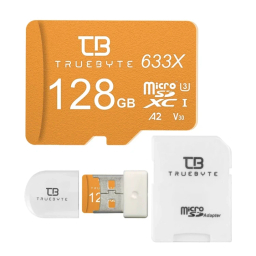 کارت حافظه MicroSDXC تروبایت مدل A2-V30-633X کلاس 10 استاندارد UHS-I U3 سرعت 95MBps ظرفیت 128 گیگابایت به همراه کارت خوان
