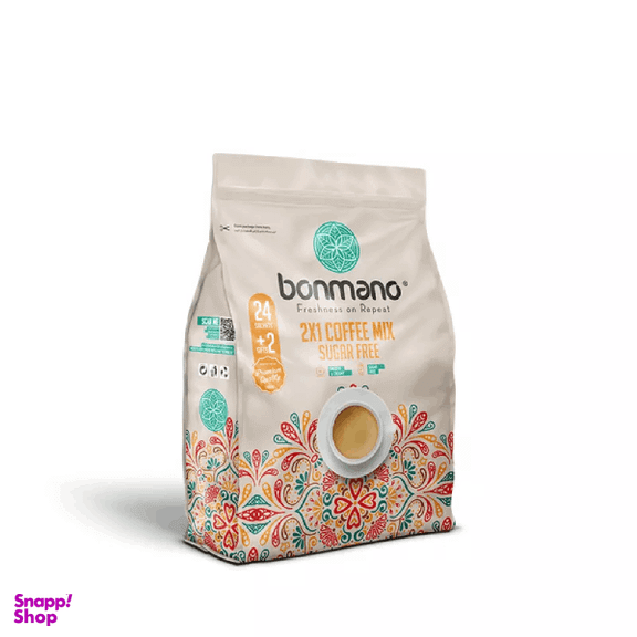 کافی میکس 1×2 بدون شکر بن مانو بسته 26 عددی