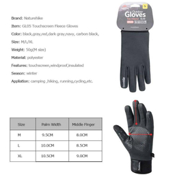 دستکش سفری نیچرهایک مدل GL05 Waterproof Soft Shell Gloves کد S005-T رنگ مشکی