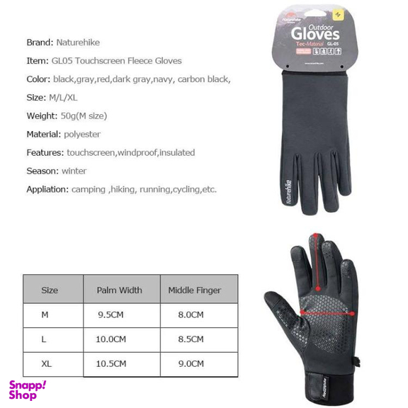 دستکش سفری نیچرهایک مدل GL05 Waterproof Soft Shell Gloves کد S005-T رنگ مشکی