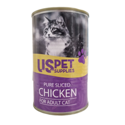 کنسرو گربه یو اس پت مدل اسلایس شده طعم مرغ وزن 400 گرم
