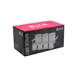 ست جای ادویه 8 پارچه بی.وی.کی مدل درب چوب S کد 863216