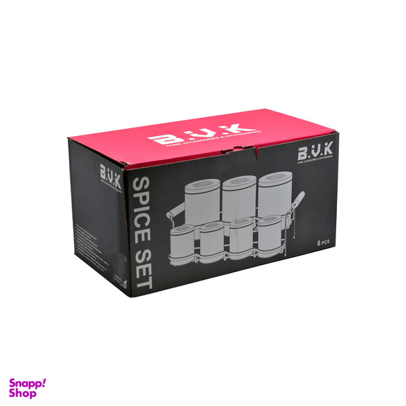 ست جای ادویه 8 پارچه بی.وی.کی مدل درب چوب S کد 863216