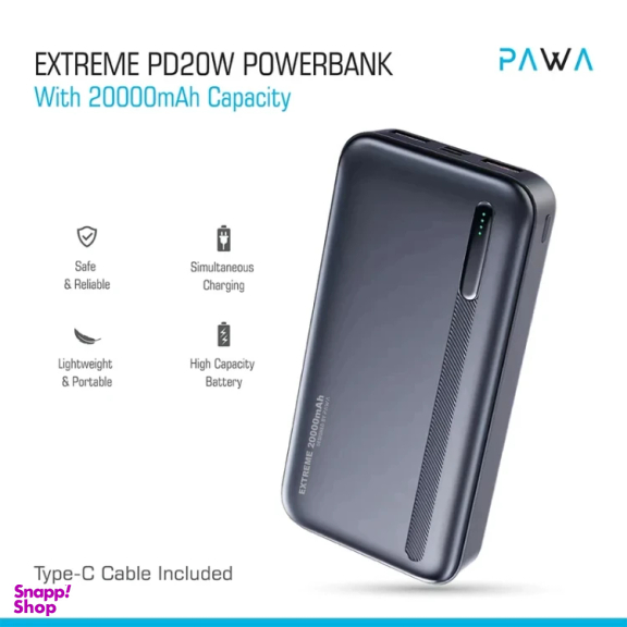 پاوربانک پاوا مدل Extreme PD20W ظرفیت 20000 میلی آمپر ساعت