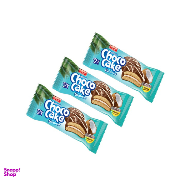 کیک روکش کاکائو با طعم نارگیل شوکو کیک آلبینا شیرین عسل وزن 40 گرم