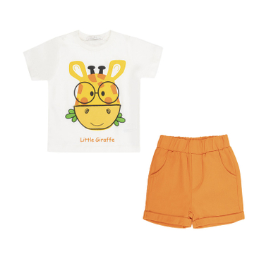 ست تیشرت و شلوارک پسرانه فیورلا مدل زرافه ی باهوش کد 25033