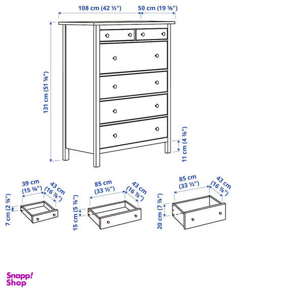دراور ایکیا شش کشو مدل hemnes