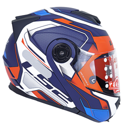 کلاه کاسکت فک متحرک ال اس تو مدل ls2 of345-5 رنگ آبی نارنجی به همراه کاور