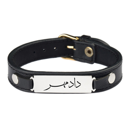 دستبند مردانه گيلواره زراوشان مدل چرم طبیعی اسم دادمهر کد Fars01