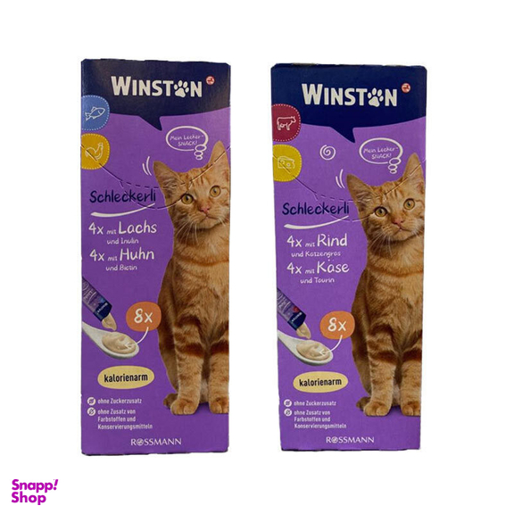 تشویقی گربه وینستون مدل بستنی مرغ و ماهی گوشت و پنیر وزن 120 گرم مجموعه دو عددی