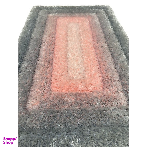 فرش ماشینی بزرگمهر مدل شگی 3D کد 55015 رنگ طوسی نقره ای