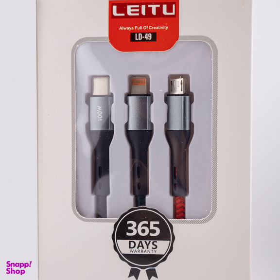 کابل تبدیل USB به Lightning/Type-C/MicroUSB لیتو مدل LD-49 طول 1 متر