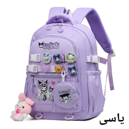 کوله پشتی مدرسه مدل کرومی پیکسل دار کد 20271 به همراه آویز