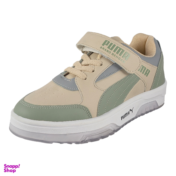 کتانی راحتی طرح PUMA کد B 1258 رنگ کرم سبز