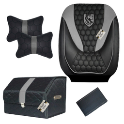 روکش صندلی چرم خودرو مدل ENZOE12A به همراه پشت گردنی و باکس و دور فرمان مناسب برای پژو 206