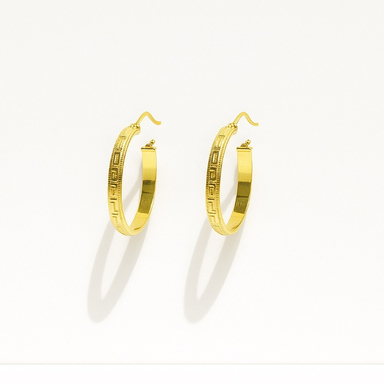 گوشواره طلا 18 عیار زنانه مدل حلقه ای طرح ورساچه