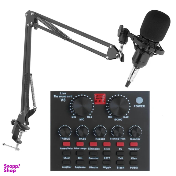 میکروفون کاندنسر و کارت صدا V8 مدل Dragon Sound Bm800