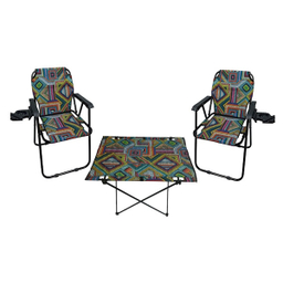 میز و صندلی تاشو سفری مدل استراکچر سرخ پوستی بسته 3 عددی