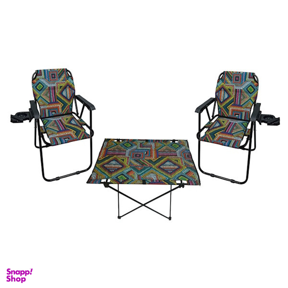 میز و صندلی تاشو سفری مدل استراکچر سرخ پوستی بسته 3 عددی