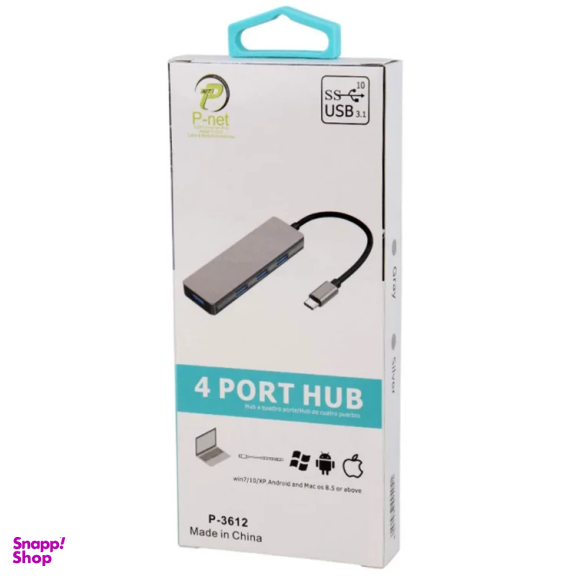 USB هاب 4 پورت تایپ سی پی‌ نت مدل P-3612