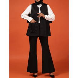 جلیقه رسمی زنانه برنس کد 70101 رنگ مشکی مات