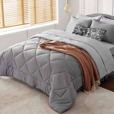 سرویس روتختی نوپه هوم مدل اکسترا کد M14 دو نفره 7 تکه به همراه روبالشی طرح دار مینیمال سه بعدی