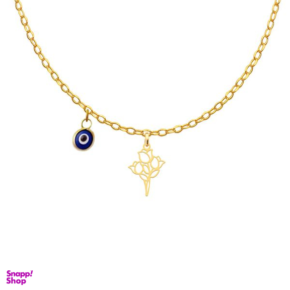 گردنبند طلا 18عیار دخترانه کرابو طرح گل رز مدل Kr11041