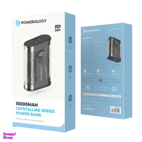 پاوربانک پاورولوژی مدل 10K 20W PPBCHA24 Crystalline ظرفیت 10000 میلی‌ آمپر ساعت