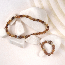 نیم ست زیور زنانه ژوپینگ کد 1171452057 رنگ کرم قهوه ای