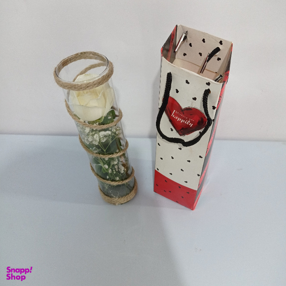 شاخه گل طبیعی رز کد 84 به همراه بگ