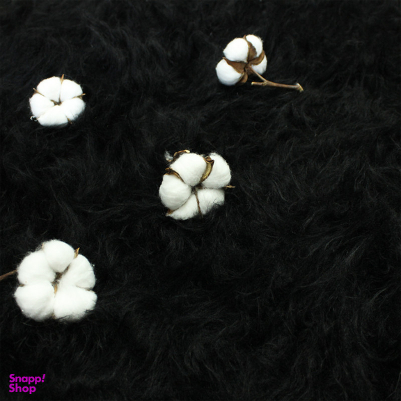 فرش ماشینی شاران هوم طرح خز پرز بلند مدل اسفنج دار زمینه مشکی