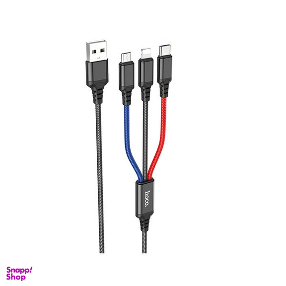 کابل تبدیل 3 کاره USB به لایتنینگ و MicroUSB و USB-C هوکو مدل X76 3IN1 طول 1 متر