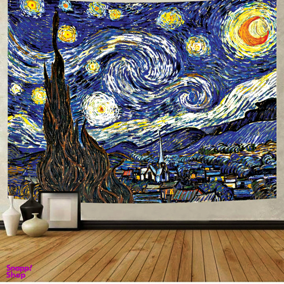 پوستر پارچه ای دیواری پارسان طرح شب پر ستاره ونگوک کد 3001