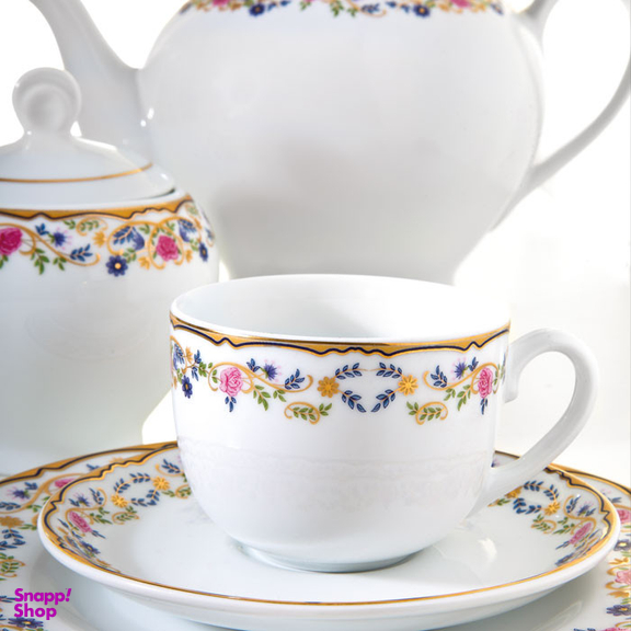 سرویس چای خوری 17 پارچه چینی زرین ایران مدل ایتالیا اف گلستان درجه عالی