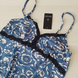 لباس خواب زنانه اسمارا مدل ویسکوز گلدار کد 378 رنگ آبی نیلی