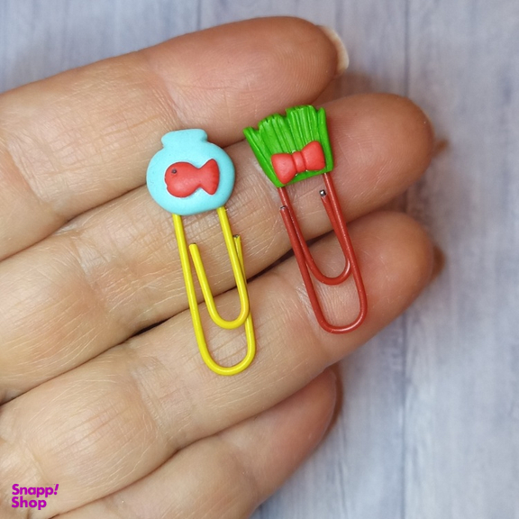 گیره کاغذ مدل سبزه و ماهی بسته 20 عددی