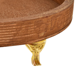 سینی چوبی مدل پایه دار طرح گرد مجموعه 5 عددی